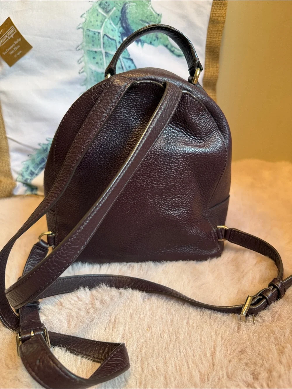 kate spade plum Pebbled Leather Mini Backpack — Deep Burgundy